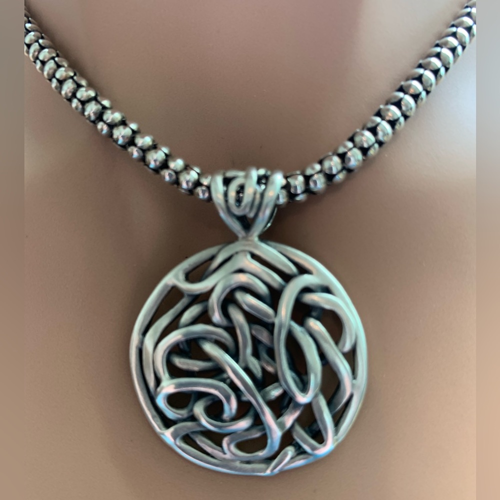 RESERVED Silpada Dynamic RARE DUO Sterling Celtic Knot Woven Pendant & 17” Popco - Picture 3 of 16